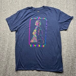 Capcom T Shirt Mens Large Navy Blue Mega Man Rainbow Foil UDON Graphic